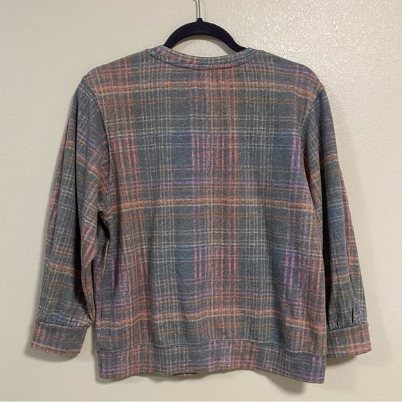 Sundry Sweater Women’s Size Small Pastel Rainbow Plaid Sweater - Picture 8 of 15